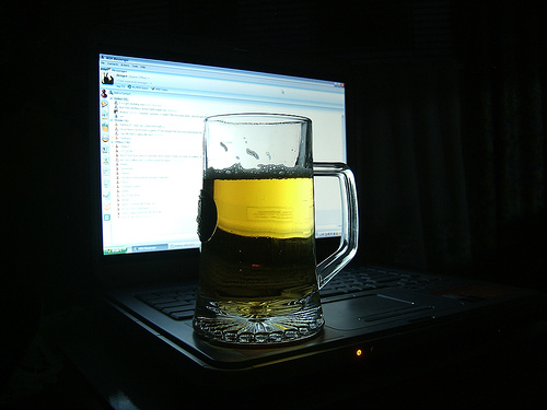 beer on computer