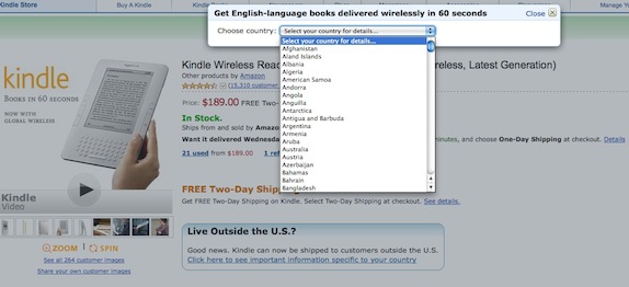 kindle  international store