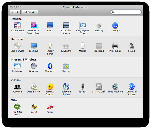 mac os x system preferences